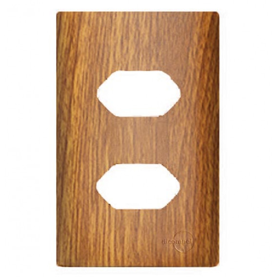 Placa P/ 2 Tomadas Horizontais 4x2 com Suporte - Novara Cumaru Placa P/ 2 Tomadas Horizontais 4x2 com Suporte - Novara Cumaru